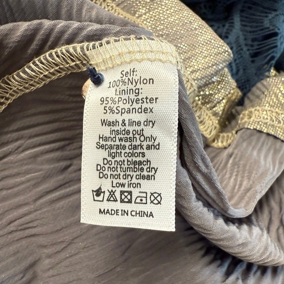 NWT Lace Maxi Dress Sm Teal Blue Gold Party Cocktail Romantic Lacey Rich Wedding - Picture 10 of 15